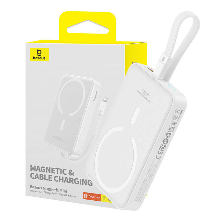 Baseus Magnetic Mini Powerbank, 10000mAh, Lightning, 20W, MagSafe (fehér) Baseus Magnetic Mini Powerbank, 10000mAh, Lightning, 20W, MagSafe (fehér)
