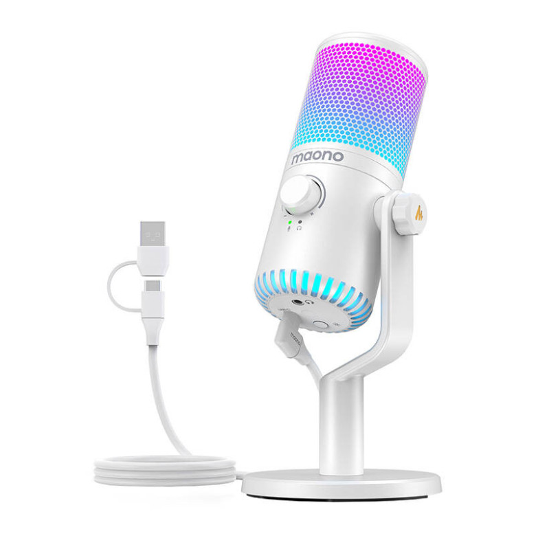 Maono DM30RGB játékmikrofon (fehér) Maono DM30RGB játékmikrofon (fehér)