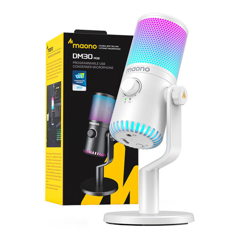 Maono DM30RGB játékmikrofon (fehér) Maono DM30RGB játékmikrofon (fehér)
