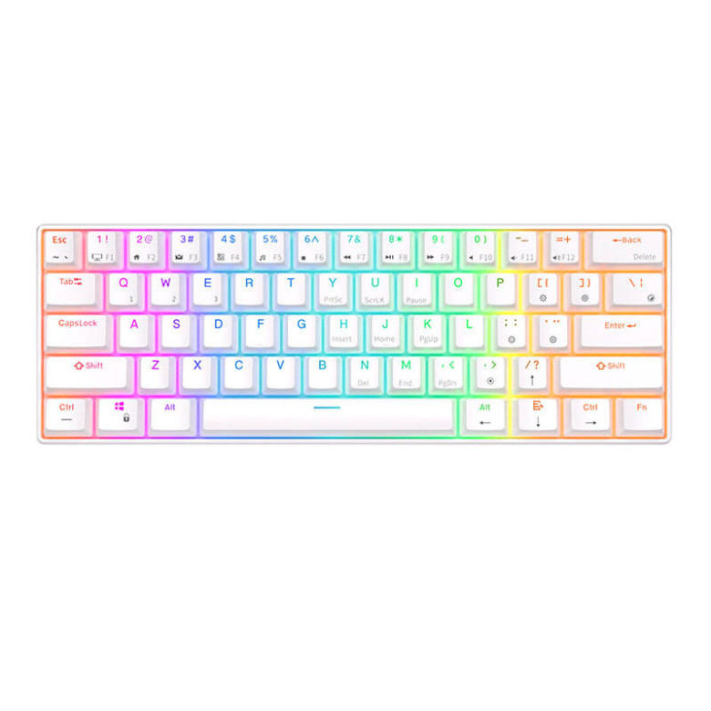 Royal Kludge RK61 RGB mechanikus billentyűzet, barna kapcsoló (fehér)