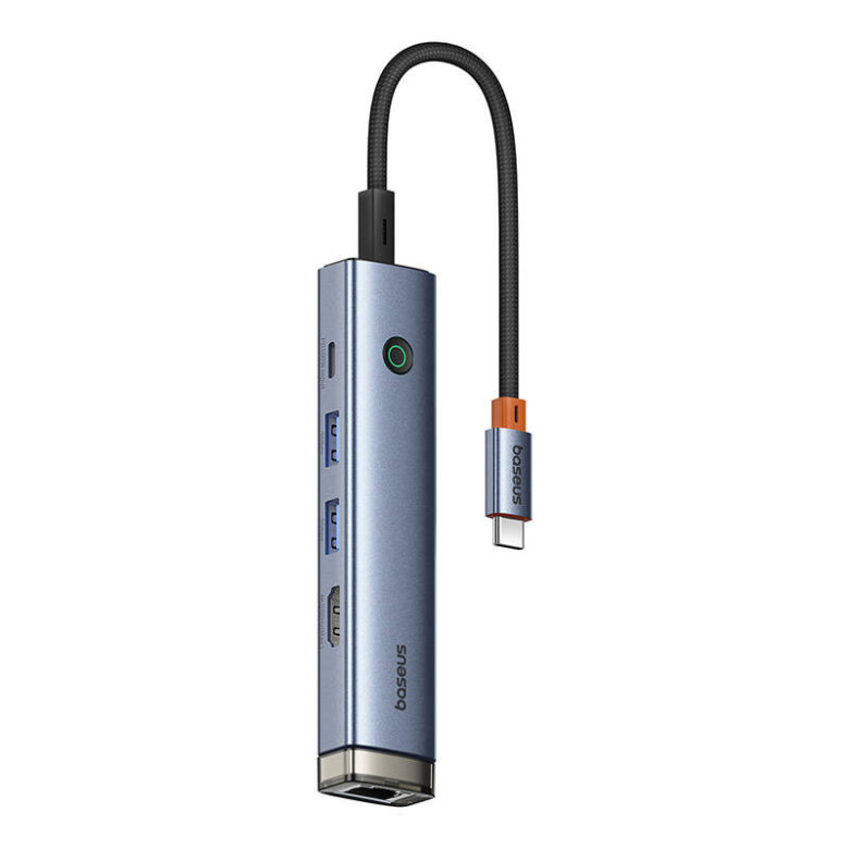 Baseus Ultra Joy Series 5 az 1-ben hub, USB-C - HDMI, USB3.0x2, PD, RJ45 (szürke)