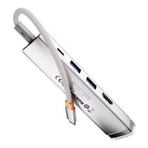 Baseus Ultra Joy Series 5 az 1-ben hub,  USB-C - HDMI, USB3.0x2, PD, RJ45 (ezüst)