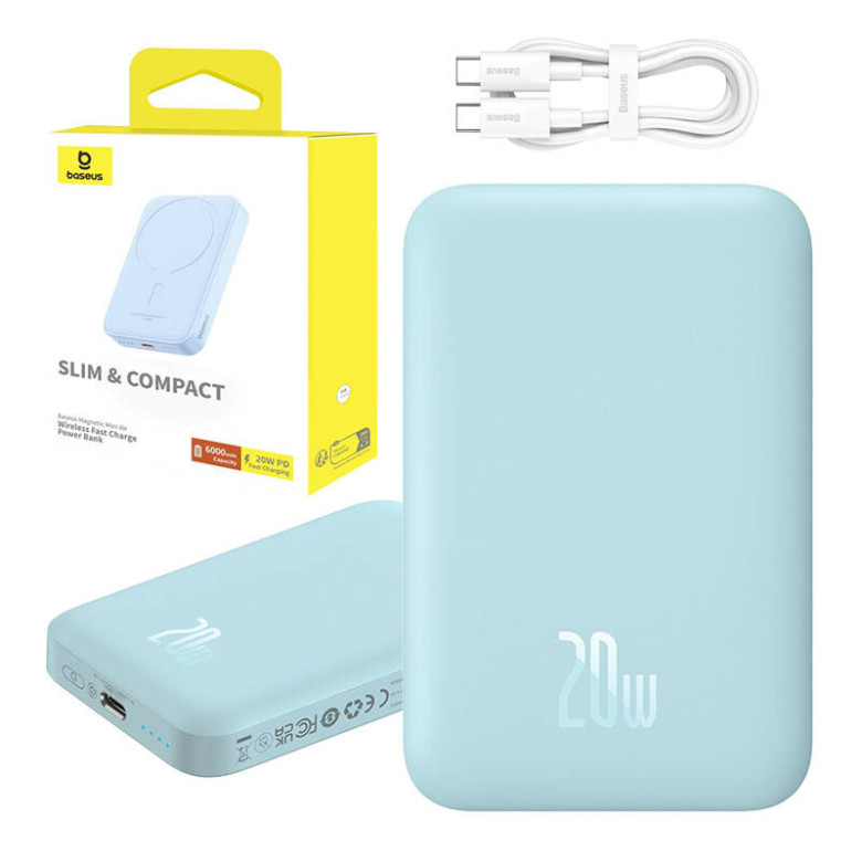 Baseus 6000 mAh 20W mini powerbank (kék) Baseus 6000 mAh 20W mini powerbank (kék)