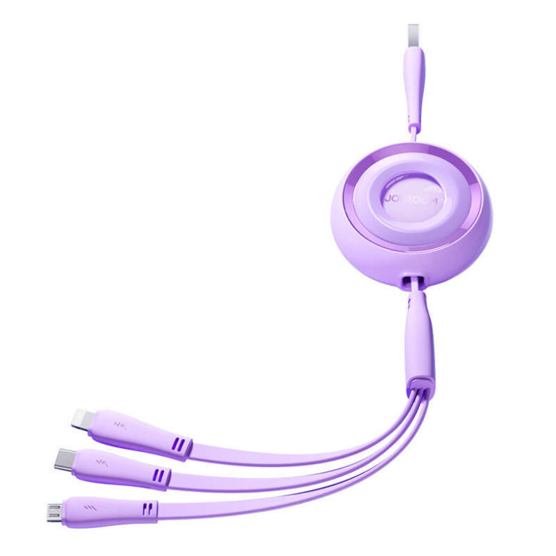 3in1 Joyroom színes USB USB-C/Lightning/Micro USB kábel 3.5A, 1m (lila) 3in1 Joyroom színes USB USB-C/Lightning/Micro USB kábel 3.5A, 1m (lila)