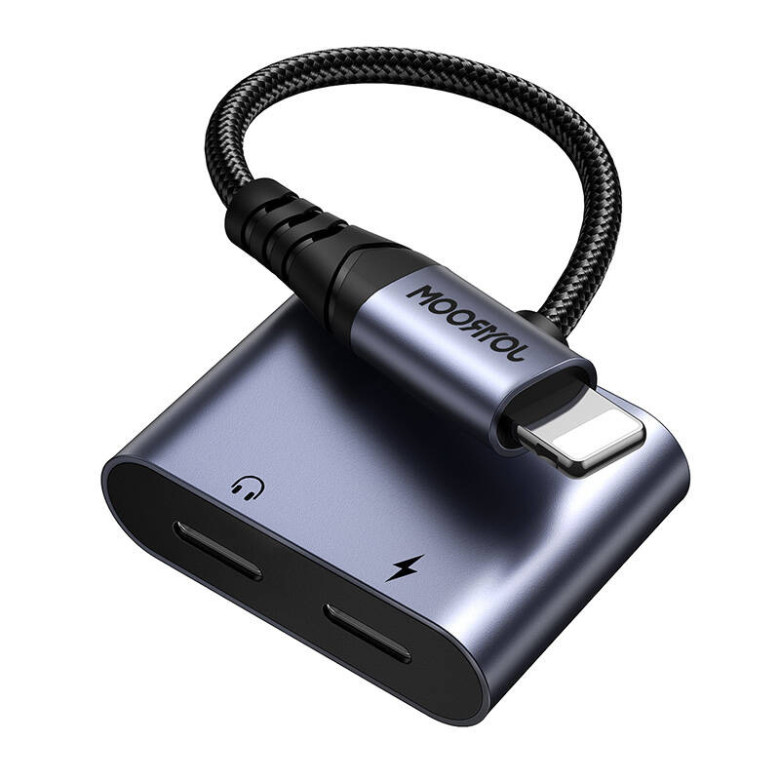 2 az 1-ben audio adapter Joyroom SY-L02 Lightning a dupla Lightning-ra (fekete) 2 az 1-ben audio adapter Joyroom SY-L02 Lightning a dupla Lightning-ra (fekete)