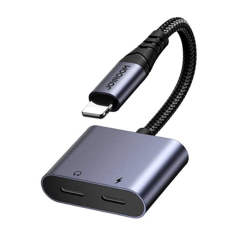 2 az 1-ben audio adapter Joyroom SY-L02 Lightning a dupla Lightning-ra (fekete) 2 az 1-ben audio adapter Joyroom SY-L02 Lightning a dupla Lightning-ra (fekete)