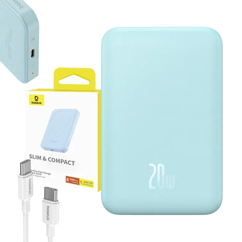 Baseus Mágneses Mini Powerbank, 5000mAh, USB-C 20W (kék) Baseus Mágneses Mini Powerbank, 5000mAh, USB-C 20W (kék)