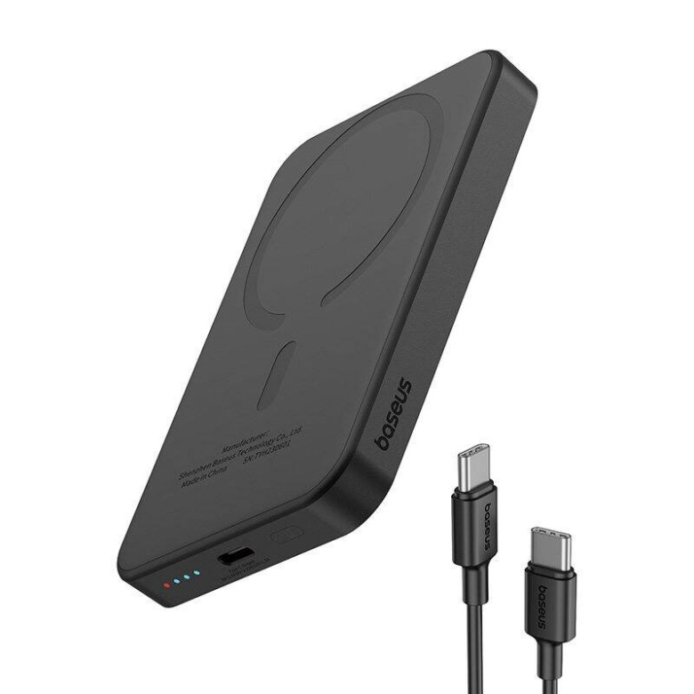 Baseus Mágneses Mini Powerbank, 5000mAh, USB-C 20W (fekete) Baseus Mágneses Mini Powerbank, 5000mAh, USB-C 20W (fekete)