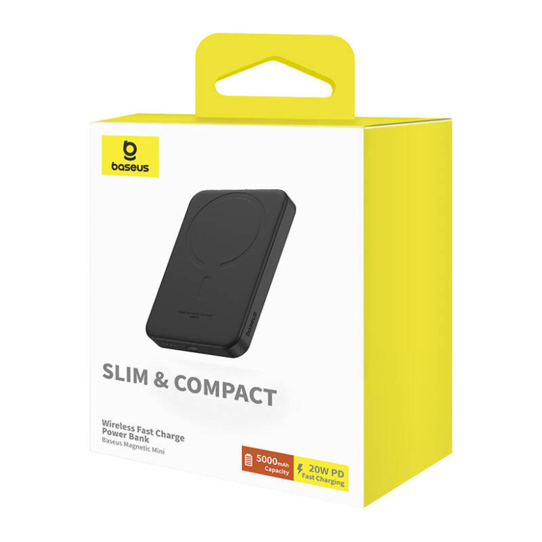 Baseus Mágneses Mini Powerbank, 5000mAh, USB-C 20W (fekete) Baseus Mágneses Mini Powerbank, 5000mAh, USB-C 20W (fekete)