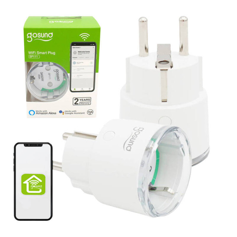Gosund SP111 3680W 16A WiFi intelligens aljzat, Tuya 2 db-os csomagban
