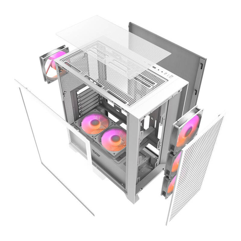 Darkflash DRX70 Mesh számítógépház + 4 RGB ventilátor (fehér)