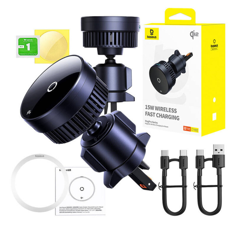 Autós tartó induktív töltővel Baseus MagPro 15W Qi2.0 (fekete) Autós tartó induktív töltővel Baseus MagPro 15W Qi2.0 (fekete)