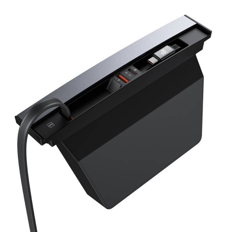 Hub Baseus T-Space USB-C USB-C kábelekkel Tesla autókhoz (fekete) Hub Baseus T-Space USB-C USB-C kábelekkel Tesla autókhoz (fekete)