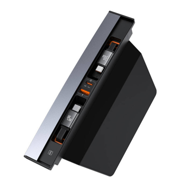 Hub Baseus T-Space USB-C USB-C kábelekkel Tesla autókhoz (fekete) Hub Baseus T-Space USB-C USB-C kábelekkel Tesla autókhoz (fekete)