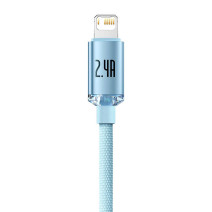 USB és iP kábel Baseus Crystal Shine, 2.4A, 1.2m (kék)