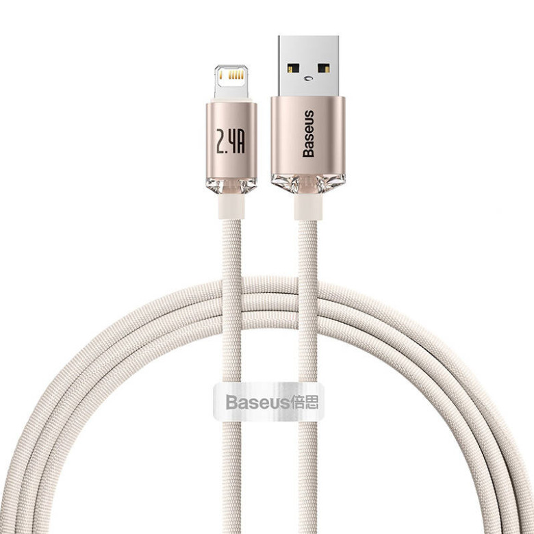 USB és iP kábel Baseus Crystal Shine, 2.4A, 1.2m (rózsaszín) USB és iP kábel Baseus Crystal Shine, 2.4A, 1.2m (rózsaszín)