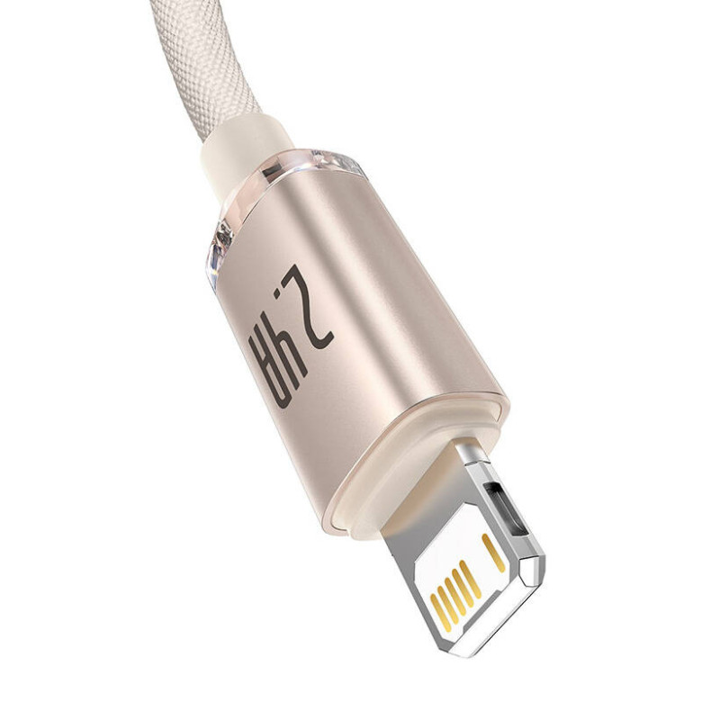 USB és iP kábel Baseus Crystal Shine, 2.4A, 1.2m (rózsaszín) USB és iP kábel Baseus Crystal Shine, 2.4A, 1.2m (rózsaszín)