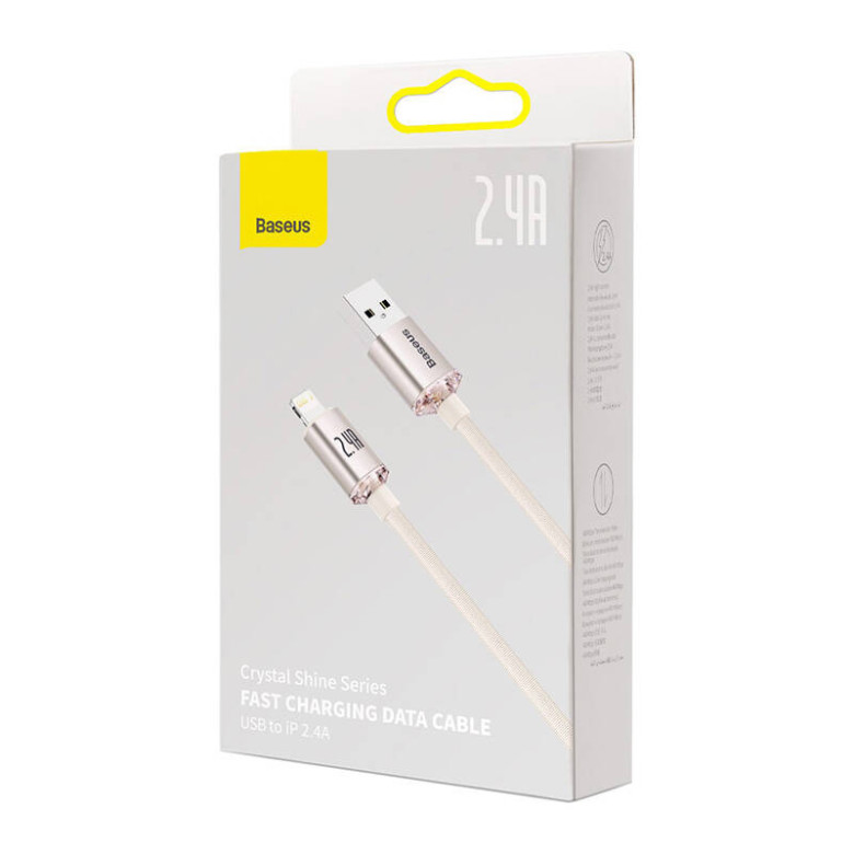USB és iP kábel Baseus Crystal Shine, 2.4A, 1.2m (rózsaszín) USB és iP kábel Baseus Crystal Shine, 2.4A, 1.2m (rózsaszín)