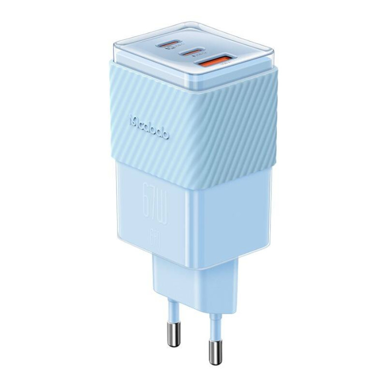 GaN 67W-os hálózati töltő Mcdodo CH-1503 2x USB-C, USB-A (kék) GaN 67W-os hálózati töltő Mcdodo CH-1503 2x USB-C, USB-A (kék)
