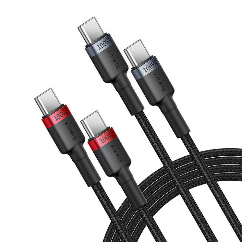 Kábel Baseus Cafule USB-C USB-C 100W, 2m, 2psc (piros fekete, szürke fekete) Kábel Baseus Cafule USB-C USB-C 100W, 2m, 2psc (piros fekete, szürke fekete)