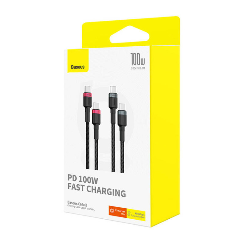 Kábel Baseus Cafule USB-C USB-C 100W, 2m, 2psc (piros fekete, szürke fekete) Kábel Baseus Cafule USB-C USB-C 100W, 2m, 2psc (piros fekete, szürke fekete)