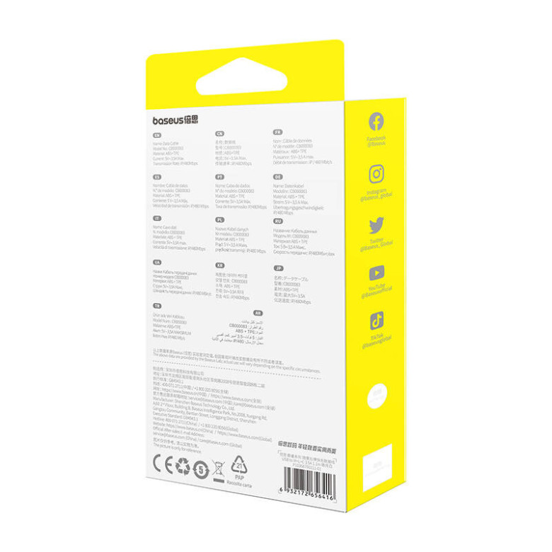 Gyors töltőkábel 3in1 Baseus Free2Draw, USB micro USB+USB-C+Lightning, 3.5A, 1.1m (fehér) Gyors töltőkábel 3in1 Baseus Free2Draw, USB micro USB+USB-C+Lightning, 3.5A, 1.1m (fehér)