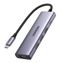 UGREEN CM511 hub/adapter, 3x USB, USB-C, HDMI 4K 30Hz, PD 100W (szürke)