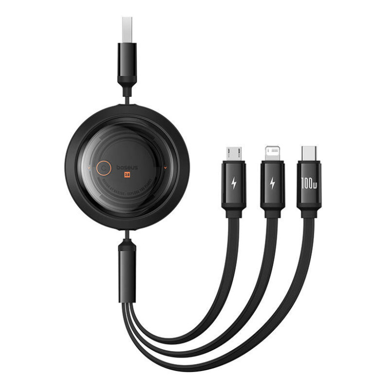 3 az 1-ben Baseus Free2Draw USB-M+L+C 100W kábel, 1,1 m (fekete) 3 az 1-ben Baseus Free2Draw USB-M+L+C 100W kábel, 1,1 m (fekete)