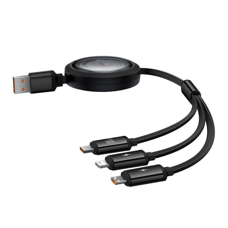 3 az 1-ben Baseus Free2Draw USB-M+L+C 100W kábel, 1,1 m (fekete) 3 az 1-ben Baseus Free2Draw USB-M+L+C 100W kábel, 1,1 m (fekete)
