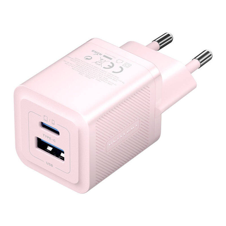 Fali töltő, Vention, FEQP0-EU, USB-C + USB- A, 30W/30W, GaN (rózsaszín) Fali töltő, Vention, FEQP0-EU, USB-C + USB- A, 30W/30W, GaN (rózsaszín)