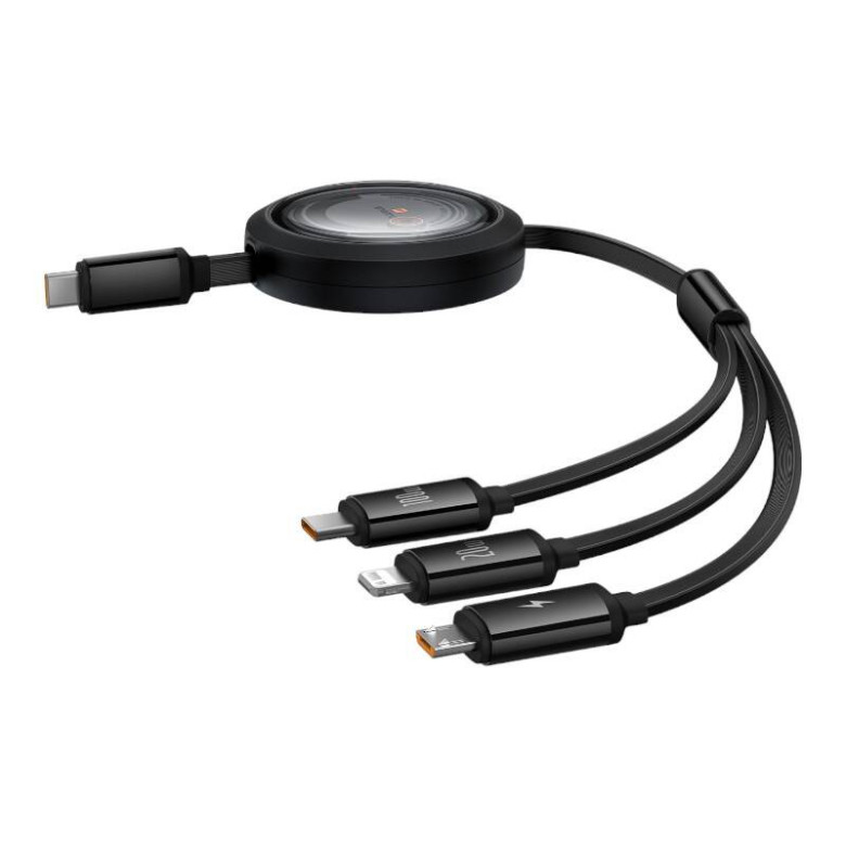 Fast Charging Cable 3in1 Baseus Free2Draw USB-C to USB-C/Lightning/Micro 100W, 1,1m (black) Fast Charging Cable 3in1 Baseus Free2Draw USB-C to USB-C/Lightning/Micro 100W, 1,1m (black)