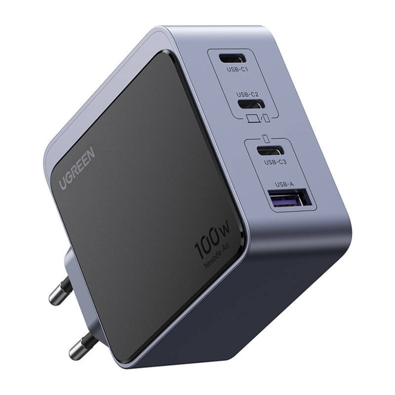Wall charger Ugreen Nexode Air 100W, 3x USB-C, USB (gray) Wall charger Ugreen Nexode Air 100W, 3x USB-C, USB (gray)