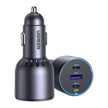 Car charger Ugreen EC703, USB + 2x USB-C, 75W (black)
