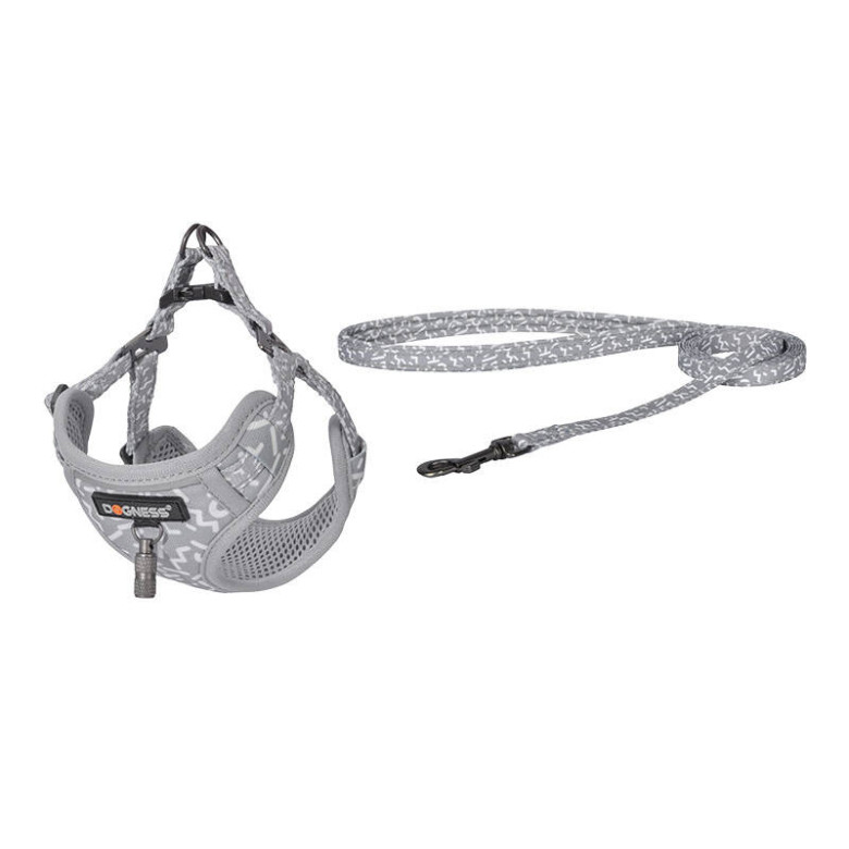 Dog set Dogness harness and leash (Light Grey)