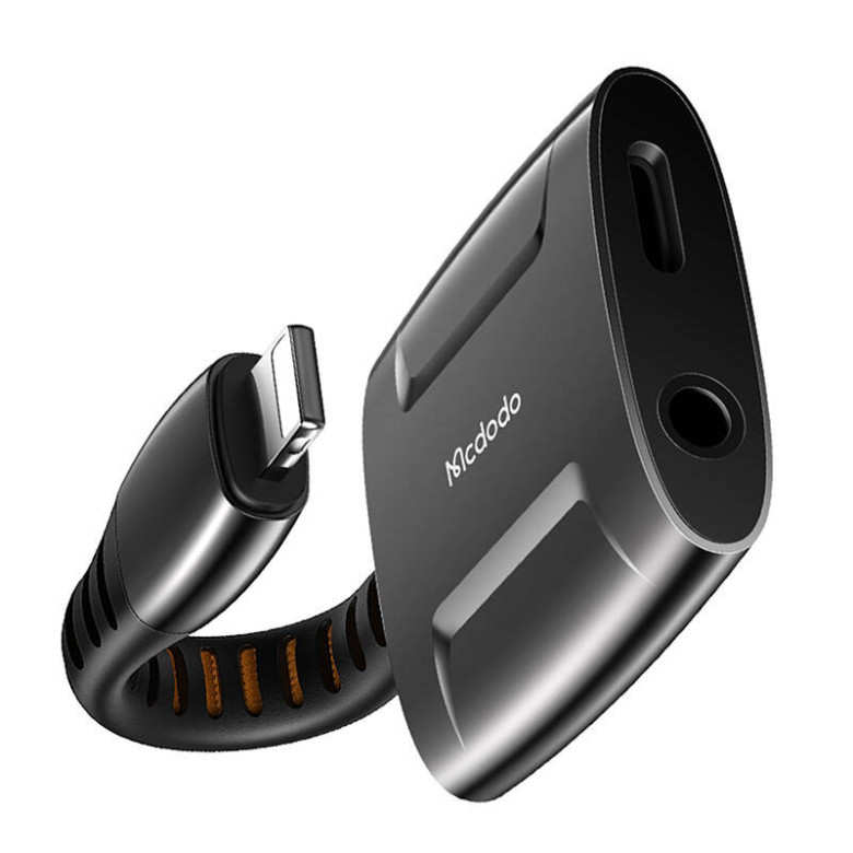 Lightning to Lightning + AUX 3.5mm mini jack adapter, Mcdodo CA-6340 (black) Lightning to Lightning + AUX 3.5mm mini jack adapter, Mcdodo CA-6340 (black)
