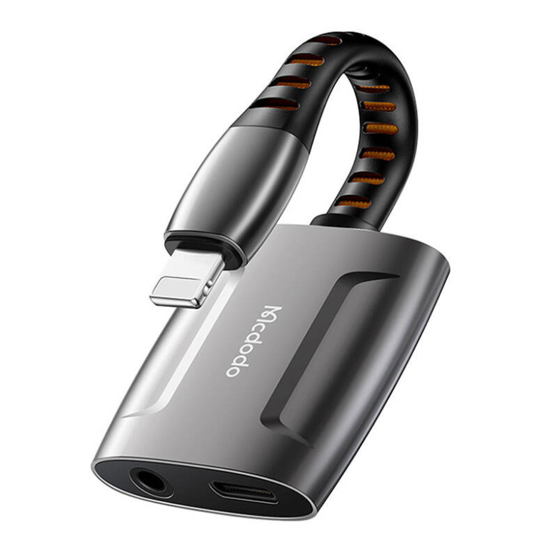 Lightning to Lightning + AUX 3.5mm mini jack adapter, Mcdodo CA-6340 (black) Lightning to Lightning + AUX 3.5mm mini jack adapter, Mcdodo CA-6340 (black)