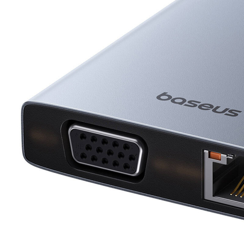 Hub 13in1 Baseus PortalJoy USB-C HDMI+DP+VGA+C+USB+PD+RJ45+SD/TF+3.5mm (szürke) Hub 13in1 Baseus PortalJoy USB-C HDMI+DP+VGA+C+USB+PD+RJ45+SD/TF+3.5mm (szürke)