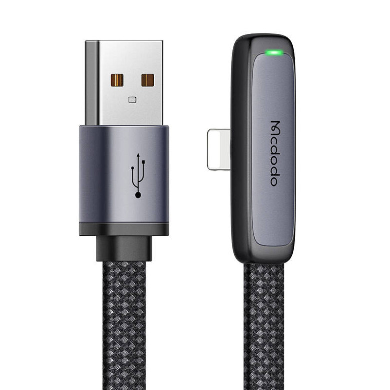 Mcdodo CA-2791 USB-ről villámra csatlakozó szögkábel, 1.8m (fekete) Mcdodo CA-2791 USB-ről villámra csatlakozó szögkábel, 1.8m (fekete)
