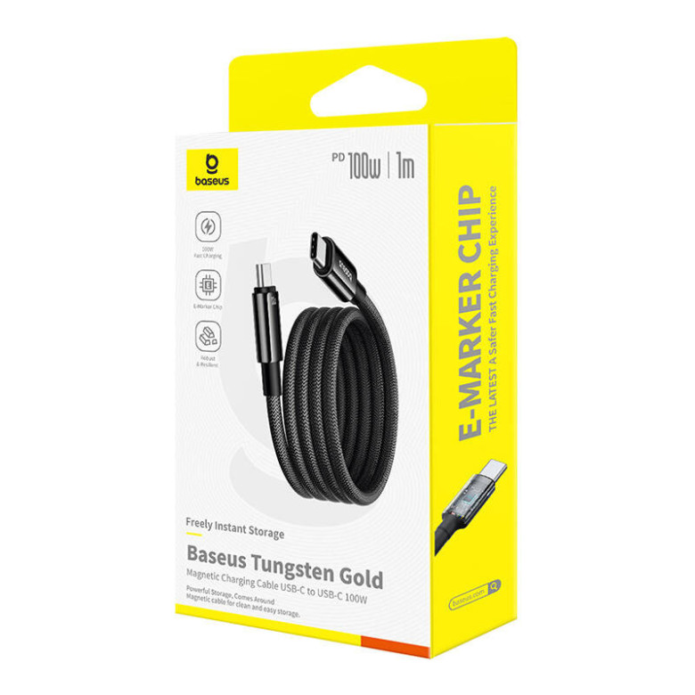 Baseus Tungsten Gold Charging Cable USB-C to USB-C 100W 1m (black) Baseus Tungsten Gold Charging Cable USB-C to USB-C 100W 1m (black)