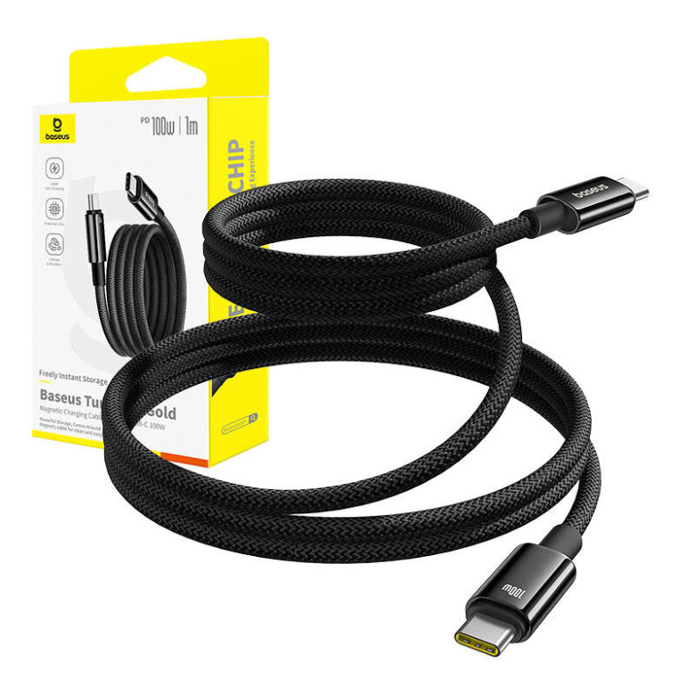 Baseus Tungsten Gold Charging Cable USB-C to USB-C 100W 1m (black) Baseus Tungsten Gold Charging Cable USB-C to USB-C 100W 1m (black)