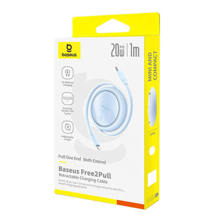 USB Cable Baseus Free2Pull USB-C to iP 20W 1m (blue) USB Cable Baseus Free2Pull USB-C to iP 20W 1m (blue)