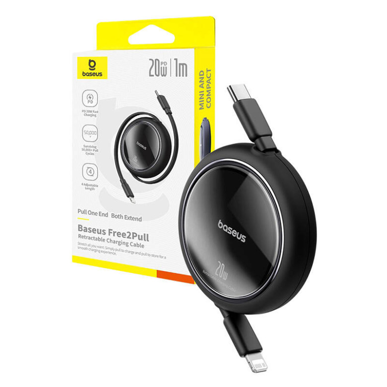 USB Cable Baseus Free2Pull USB-C to iP 20W 1m (black) USB Cable Baseus Free2Pull USB-C to iP 20W 1m (black)