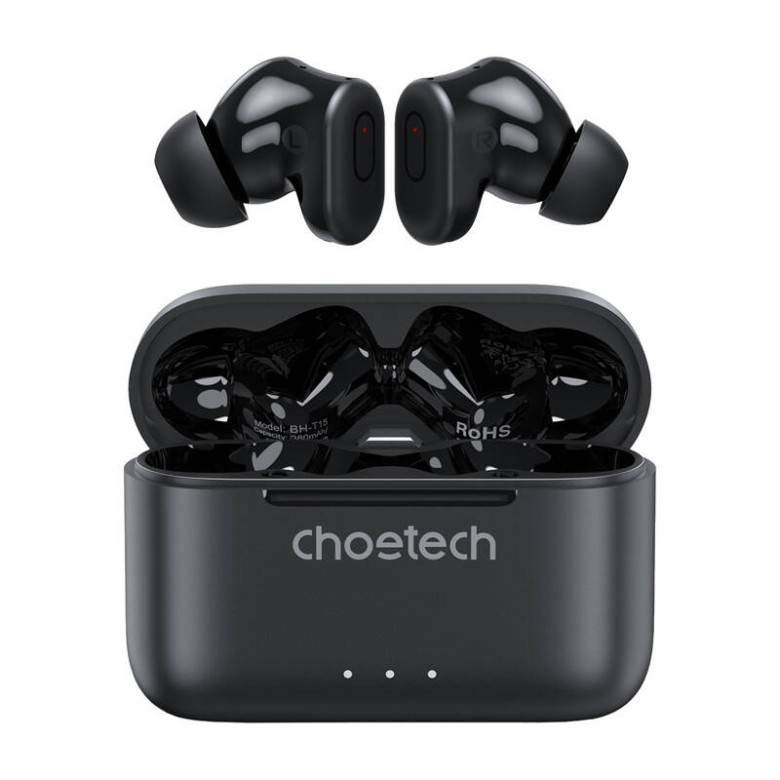 Wireless Earphones TWS Choetech BH-T15 ANC+ENC (black) Wireless Earphones TWS Choetech BH-T15 ANC+ENC (black)