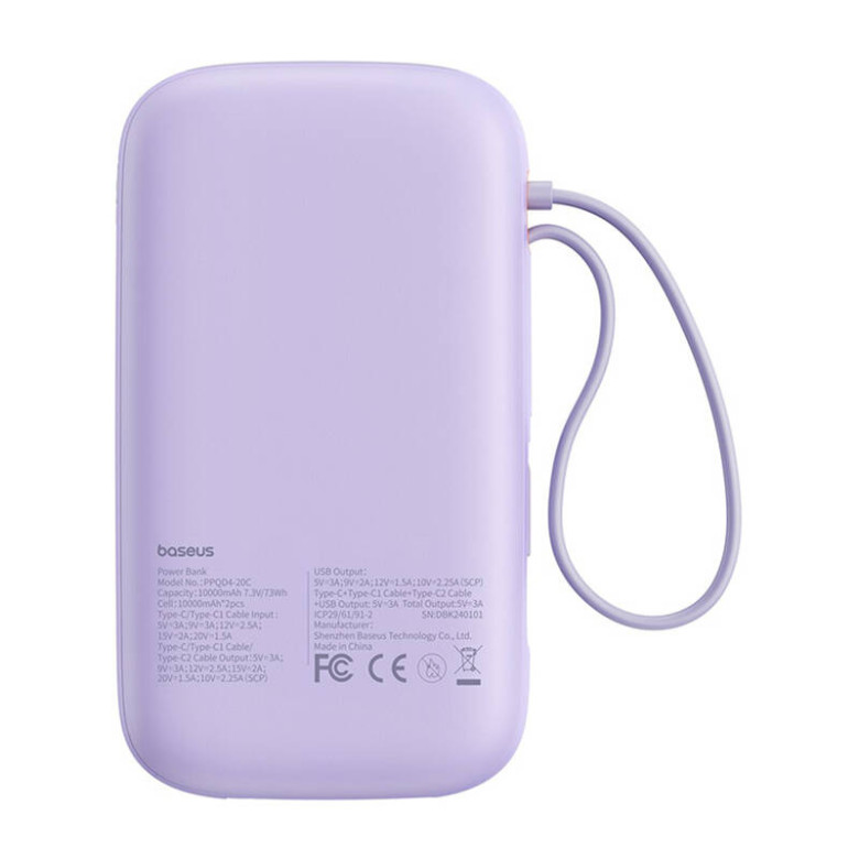 Powerbank Baseus QPow 2 20000mAh 30W 2xUSB-C (purple) Powerbank Baseus QPow 2 20000mAh 30W 2xUSB-C (purple)