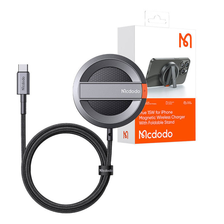 Mcdodo CH-5500 magnetic wireless charger for iPhone with foldable stand, 15W (black) Mcdodo CH-5500 magnetic wireless charger for iPhone with foldable stand, 15W (black)