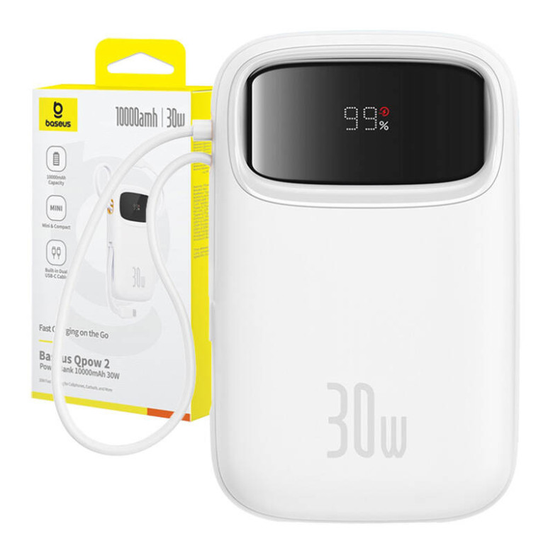 Powerbank Baseus QPow 2 10000mAh 30W (white) Powerbank Baseus QPow 2 10000mAh 30W (white)