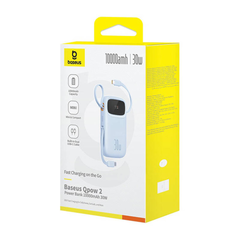 Baseus QPow 2 powerbank, 10000mAh, 30W, 2xUSB-C (kék) Baseus QPow 2 powerbank, 10000mAh, 30W, 2xUSB-C (kék)