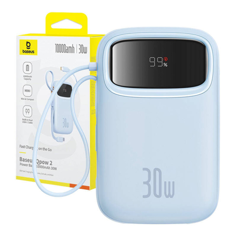 Baseus QPow 2 powerbank, 10000mAh, 30W, 2xUSB-C (kék) Baseus QPow 2 powerbank, 10000mAh, 30W, 2xUSB-C (kék)