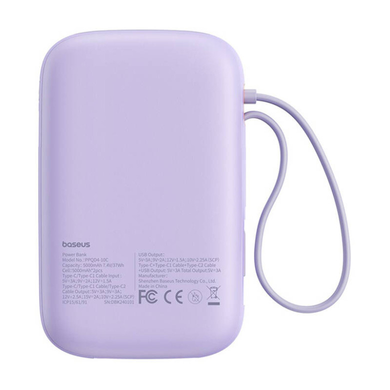 Powerbank Baseus QPow 2 10000mAh 30W 2xUSB-C (purple)