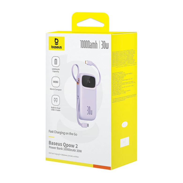 Powerbank Baseus QPow 2 10000mAh 30W 2xUSB-C (purple)